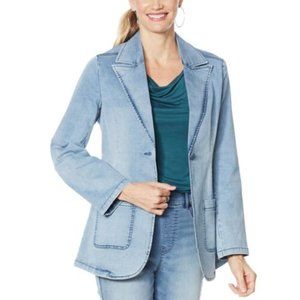 DG2 by Diane Gilman FLEXstretch Tailored One Button Blazer in Chambray